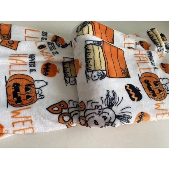 Peanuts Halloween BOO Soft Blanket Throw Jack-o-Lantern Snoopy Woodstock 50X70” - Picture 12 of 13